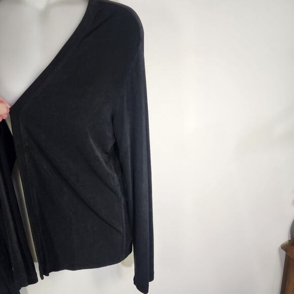 Chico’s Travelers Women Cardigan Open Front Black Size Medium Long Sleeve Slinky - Picture 5 of 8